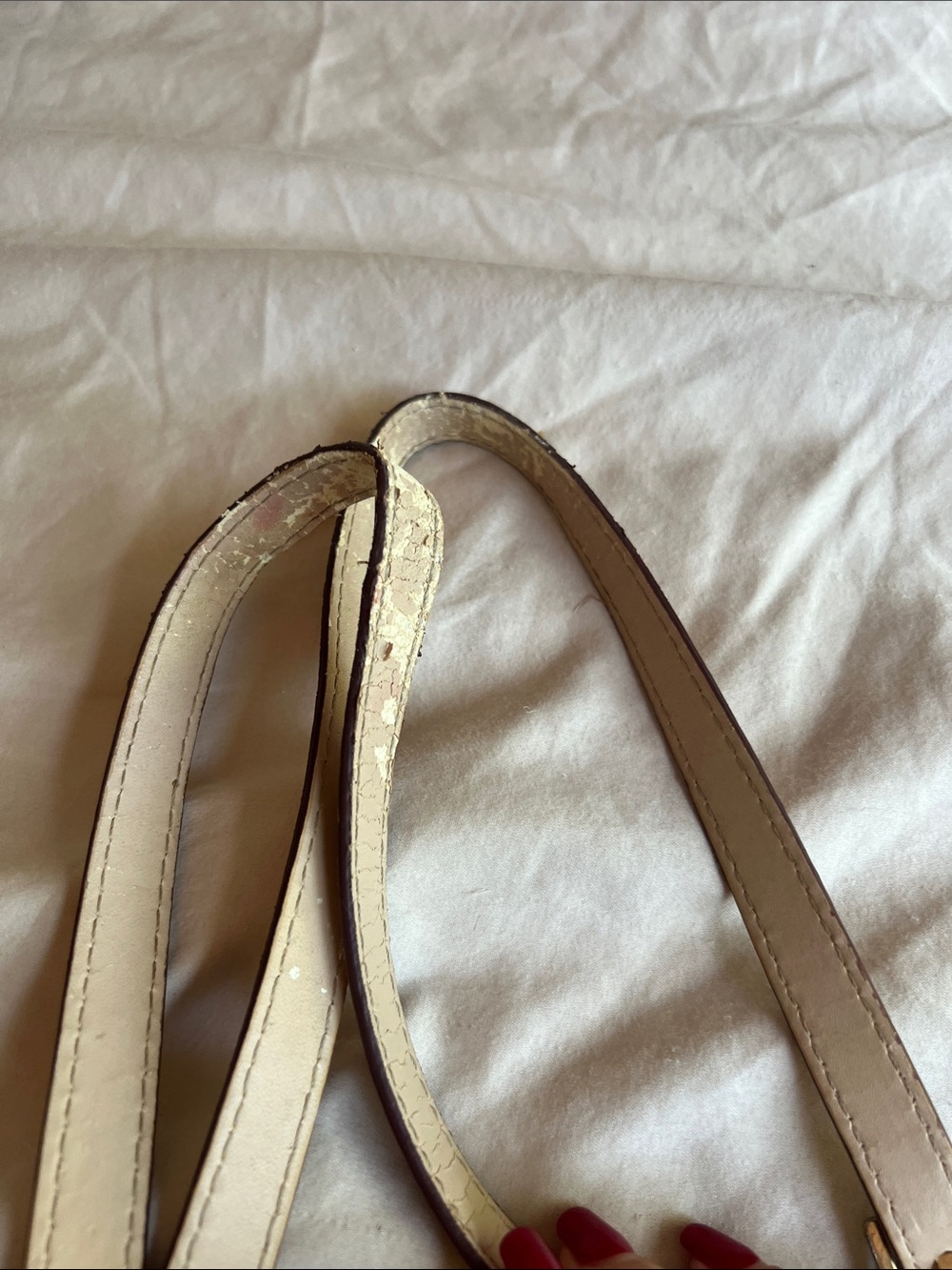 Michael Kors Red Tote with Beige Straps and MK Charm - Picture 3 of 5